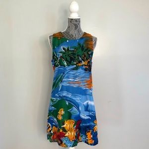 Ingear Tropical Ocean Print Mini Dress - Blue and Green